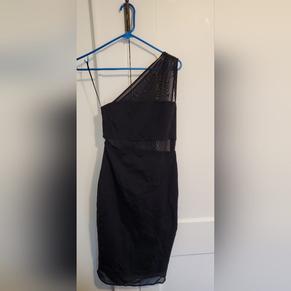 Express Asymmetrical Mesh Cut Out Dress Maxi